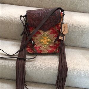 Ariat Concealed Carry Tooled Leather Fringe Crossbody NWT